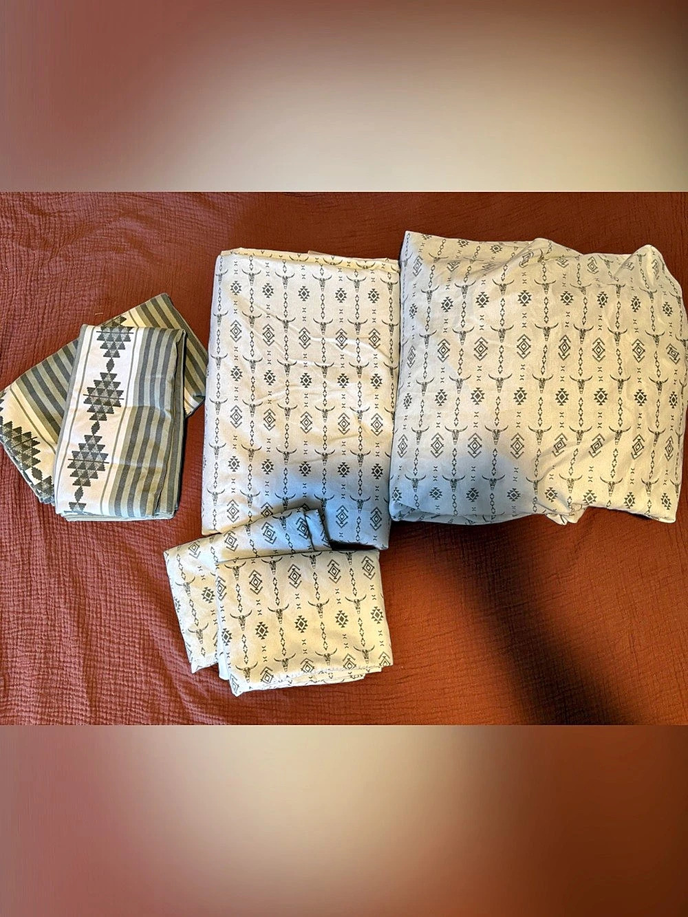 Wrangler Steer Skulls Sheet Set Cream & Gray